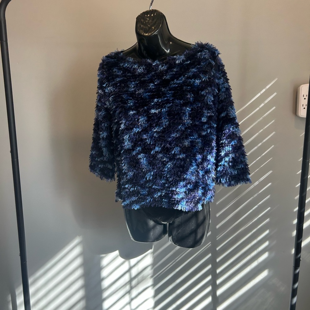 Elegant Navy Fuzzy Sweater
